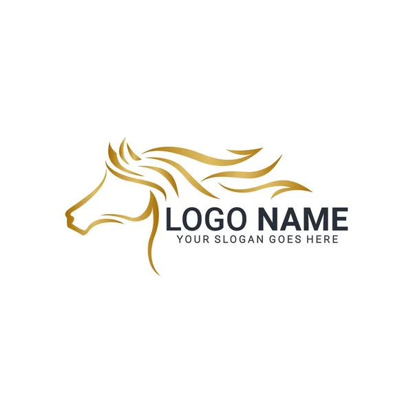 Modern altın soyut at logosu tasarımı. Hayvan logosu tasarımı. Düzenlenebilir logo tasarımı