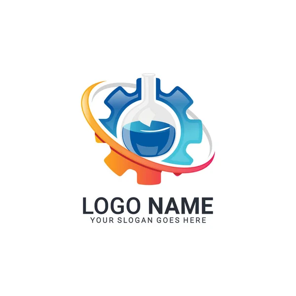 Diseño Del Logotipo Industria Del Laboratorio Engranajes Diseño Logotipo Editable — Vector de stock