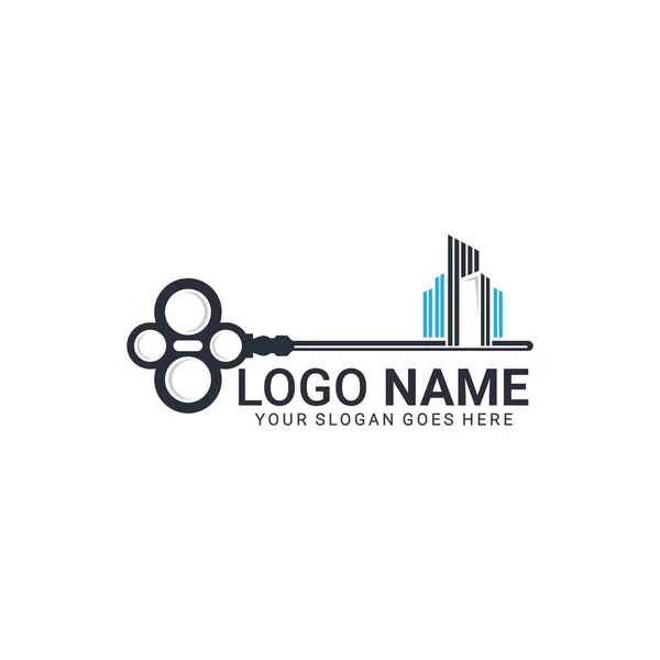 Bâtiment Clés Logo Design Conception Logo Modifiable — Image vectorielle