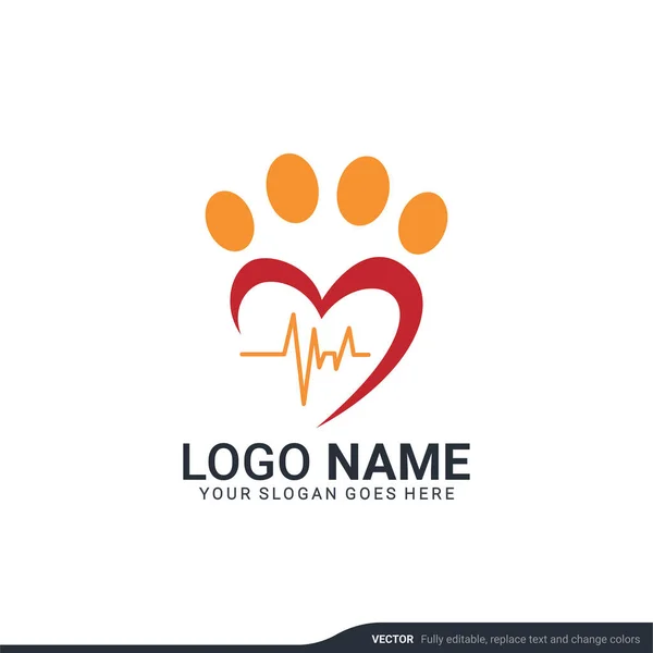 Animaux Soins Logo Design Avec Forme Moderne Design Logo Modifiable — Image vectorielle