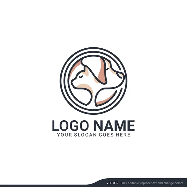 Modern şekilli düzenlenebilir logo tasarımlı evcil hayvan bakım logosu tasarımı
