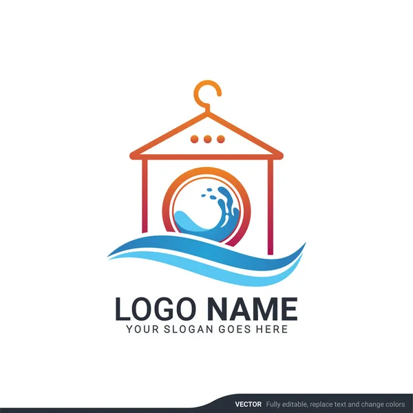 Nowoczesny Projekt Logo Usługi Pralnicze Nowoczesny Projekt Logo Editable — Wektor stockowy