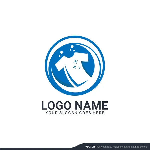 Service Blanchisserie Moderne Logo Design Design Logo Modifiable Moderne — Image vectorielle