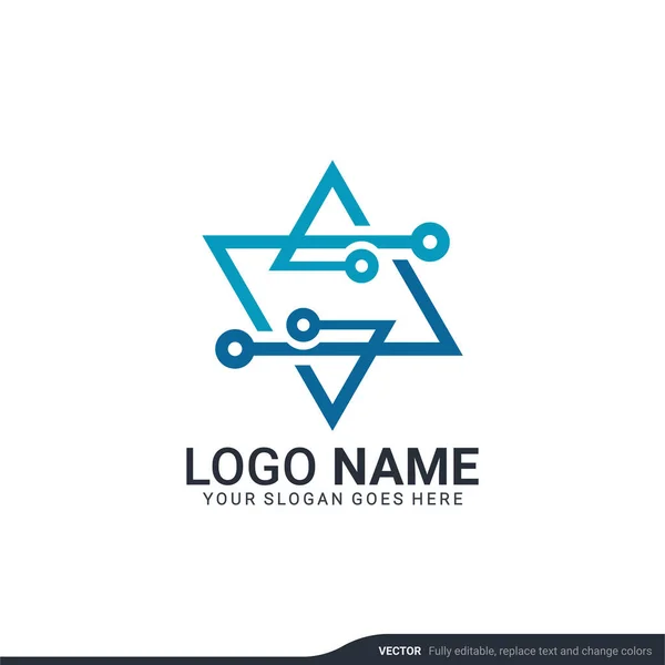 Création Abstraite Symbole Technologie Numérique Logo Design Illustration Vectorielle Modifiable — Image vectorielle
