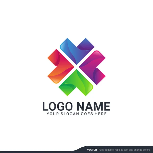 Creative Abstract Digital Technology Symbol Logo Design Editable Vector — Stock Vector