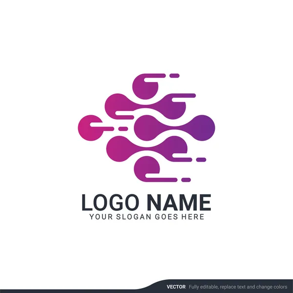 Creatief Abstract Digitaal Technologie Symbool Logo Ontwerp Bewerkbare Vector — Stockvector