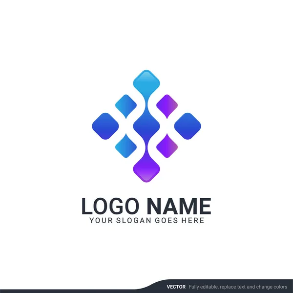 Yaratıcı soyut dijital teknoloji sembolü logo tasarımı. Düzenlenebilir vektör