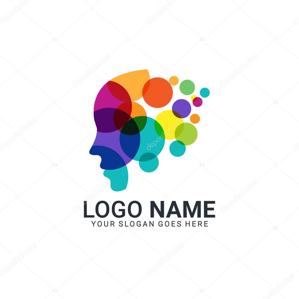 people head logo. human face illustration. mind creative logo. vector editable file