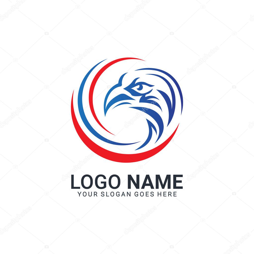 Modern abstract tech eagle logo design. Editable animal logo design