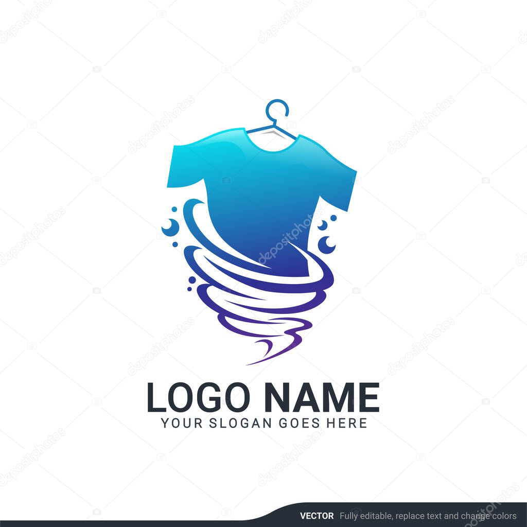 Modern laundry services logo design. Modern Editable logo design