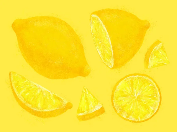 Illustrazione Limone Giallo Diverse Forme — Foto Stock