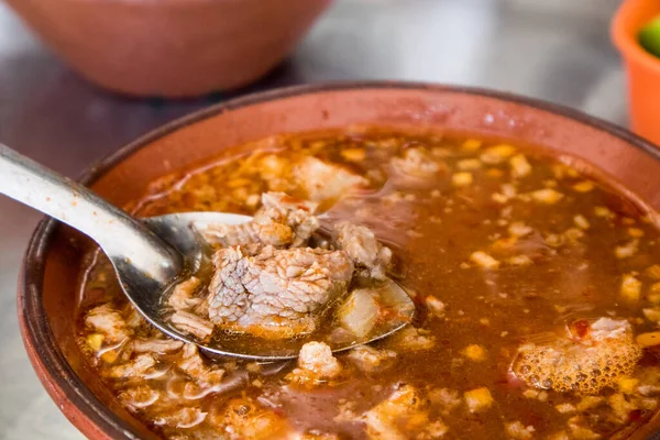 Bowl of Beef Birria at Food Stand in Mexico City