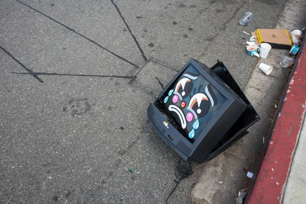 Triste Cara Payaso Pintada Televisor Alcantarilla Los Ángeles California —  Fotos de Stock