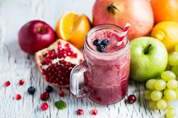 Berry and fruit smoothie, healthy detox vitamin iet or vegan food — Stock Photo, Image