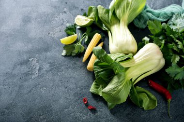 Bok choy, sağlıklı Çin lahanası, organik sebze, vejetaryen coo