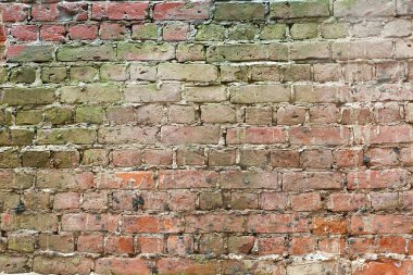 Doku arka plan kırmızı eski yıpranmış tuğla duvar. Vintage etkisi.