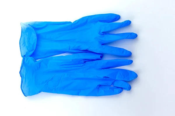 Синяя Хирургическая Перчатка Белом Фоне — стоковое фото