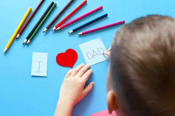 Tema Celebración Del Día Del Padre Con Letras Bloque Dad — Foto de Stock