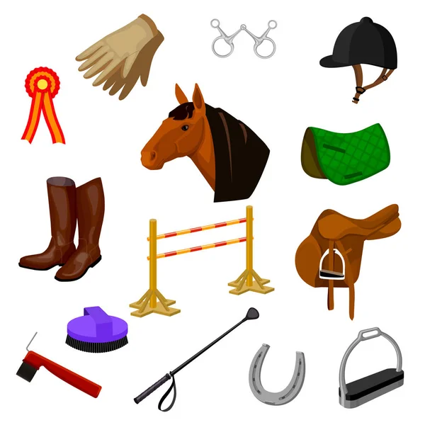 Set of equestrian and grooming icons — Stock Vector