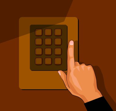 Güvenlik tuş takımı düğmeleriyle, karikatür vektör el