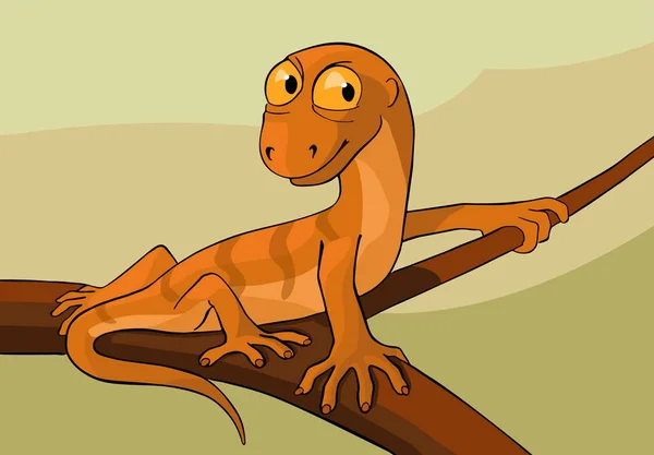 Lagarto en una rama, vector de dibujos animados — Archivo Imágenes Vectoriales