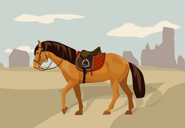 Сідло коня в заміському ландшафті — стоковий вектор