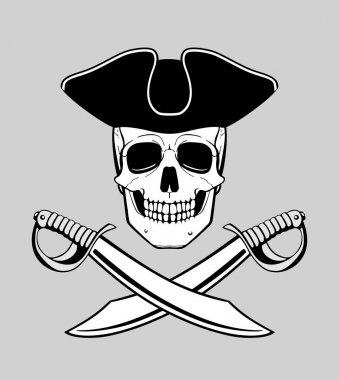 kafatası içinde çapraz broadswords ile tricorn