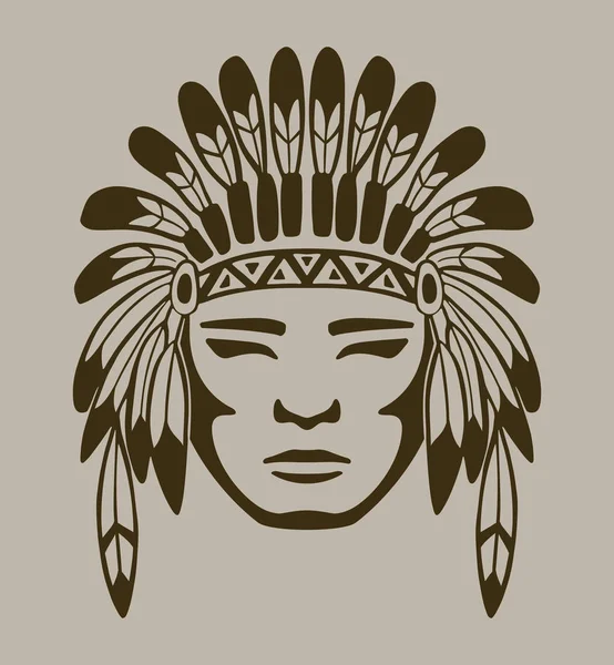 Kızılderili savaşçı, elle çizilmiş vektör