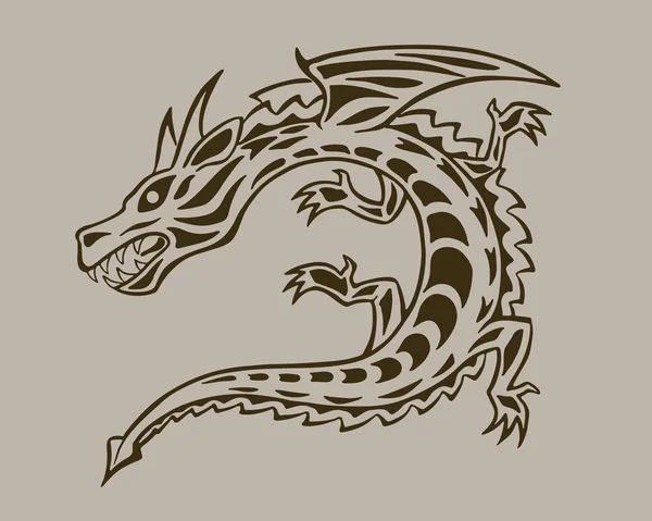 Dragon, illustration vectorielle dessinée à la main — Image vectorielle