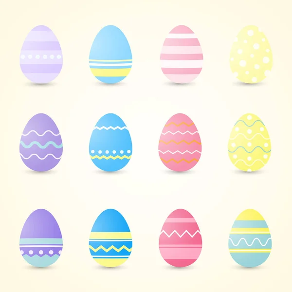 Açık sarı arka planda renkli pastel paskalya yumurtaları..