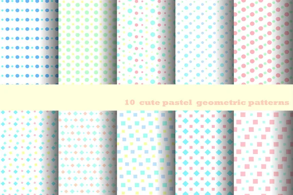 Geometrik dikişsiz desensiz arkaplan şirin pastel koleksiyonu, hediye paketleme veya duvar kağıdı dekorasyonu için tekrarlanan desen.