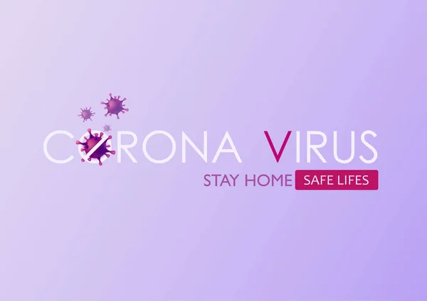 Coronavirus (covid-19) enfeksiyonu azaltmak ve yaşam boyu güvende kalmak için kampanya logosu hakkında mor arka plana sahip.