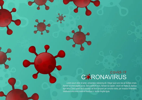 Coronavirus Covid Red Cells Outbreak Green Background Virus Pandemic Has — Stock Vector