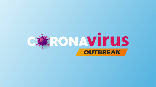 Coronavirus Outbreak Texts Virus Purple Cell Icon Blue Background — Stock Vector