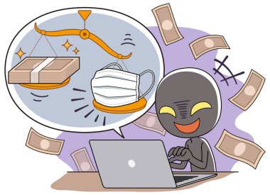 Kötü adamlar internet müzayedelerinde yüksek fiyattan maske satmak için akıllı telefon kullanıyorlar..