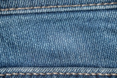 Açık mavi kot ve dikişli makro desenli. Metin için alanı kopyala - tekstil, kumaş.