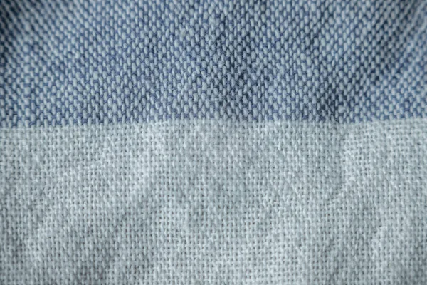 Tecido Close Uma Cozinha Azul Toalha Algodão Branco Detalhes Têxtil — Fotografia de Stock