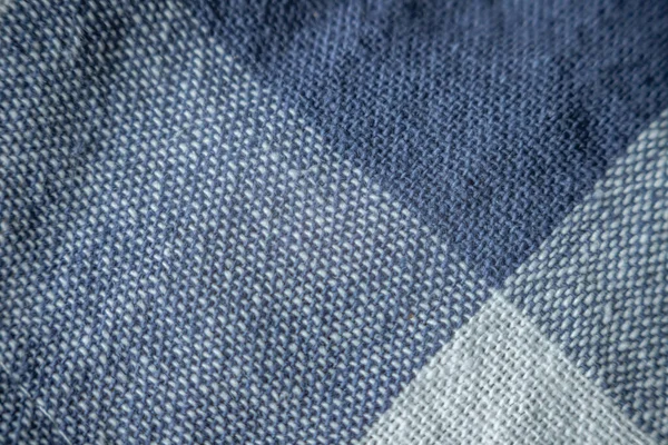 Mutfağın Yakın Çekim Kumaşı Mavi Beyaz Kareli Pamuk Havlu Tekstil — Stok fotoğraf