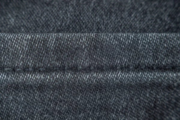 Koyu Gri Kot Pantolona Dikiş Yakın Plan Ayrıntılar Tekstil Kumaş — Stok fotoğraf