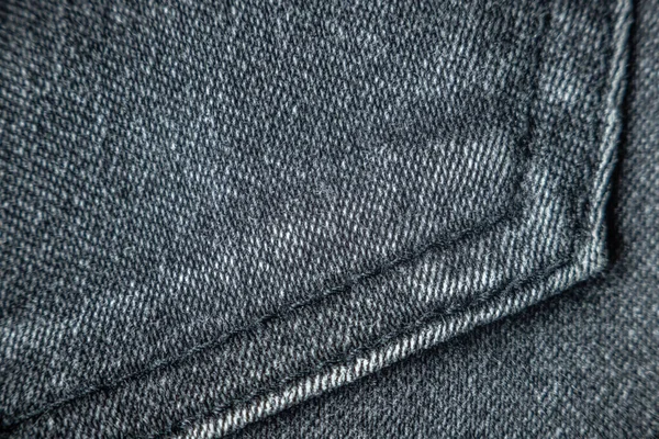 Seam Dark Gray Denim Pants Close Details Textile Fabric Selective — Stock Photo, Image