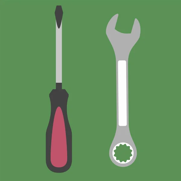 Outils de construction sur fond blanc. Aneth, clé, scie, pinces, marteau, niveau pour la réparation. Illustration vectorielle dans un style plat tendance. ESP 10 . — Image vectorielle