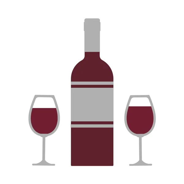 Copo de vinho e garrafa no fundo branco. Ilustração vetorial em estilo plano moderno. ESP 10 . — Vetor de Stock