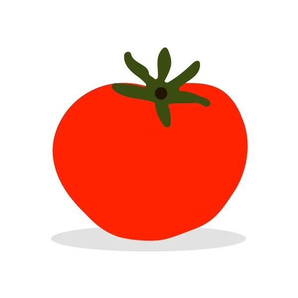 Tomate rojo sobre fondo blanco. Comida vegetariana. Ilustración vectorial en estilo plano de moda. ESP 10 . — Vector de stock