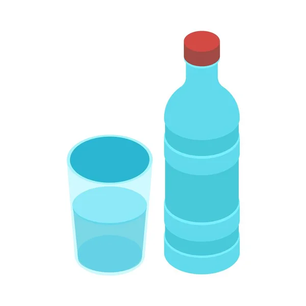 Botella de plástico o vidrio con agua o soda sobre fondo blanco. Ilustración vectorial en estilo plano de moda. ESP 10 . — Vector de stock