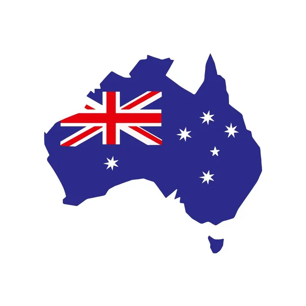 Australie carte avec drapeau sur fond blanc. Illustration vectorielle . — Image vectorielle