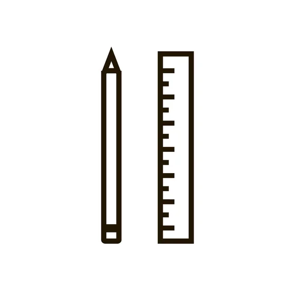 Bleistift und Lineal zum Zeichnen von Linien im trendigen flachen Stil isoliert. Eps 10. — Stockvektor