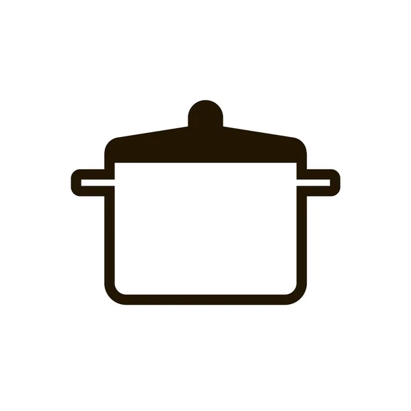 Tutup dengan tutup ikon sup memasak dengan gaya datar trendi yang terisolasi pada latar belakang putih. Eps 10. - Stok Vektor