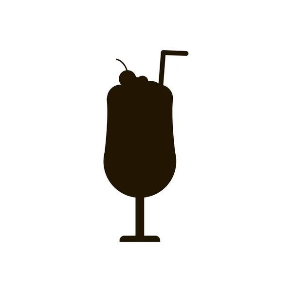 Cocktail med halm och körsbär ikon på vit bakgrund. Eps 10 platt stil. — Stock vektor