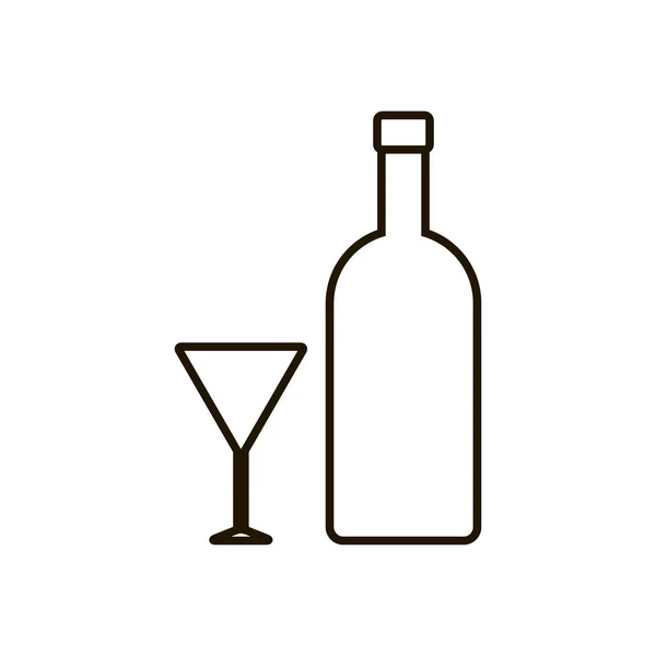 Flaska med vin och glas ikon på vit bakgrund. Eps 10 platt stil. — Stock vektor