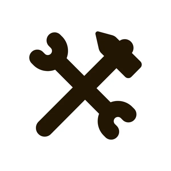 Hammer und Schraubenschlüssel im trendigen flachen Stil isoliert. Eps 10. — Stockvektor